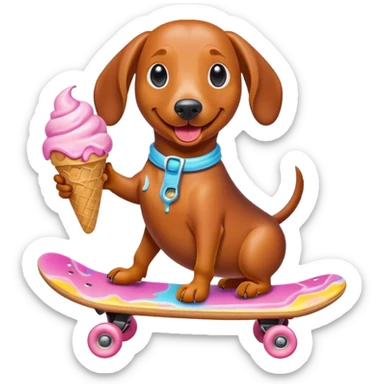 weiner dog skateboarding with icecream sticker