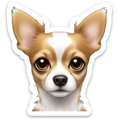 Black tan papillon long hair Chihuahua dog with some white markings chest and a snout forehead is black sticker