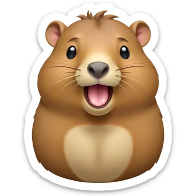 Cinematic Cute Yawning Capybara Portrait Emoji, Head tilted slightly with a dramatic, wide-open yawn, showcasing a plush, rounded body with a broad capybara head featuring a short snout and subtle, small ears, with drowsy, half-closed eyes and a relaxed expression, Simplified yet irresistibly adorable features, highly detailed, glowing with a soft, cozy natural glow, high shine, relaxed yet expressive, stylized with a dash of whimsical charm, soft glowing outline, capturing the essence of a drowsy yet affectionate capybara guardian that seems ready to stretch out for a nap! sticker