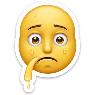make a standard face emoji dragging and smelling a wet finger under its nose sticker