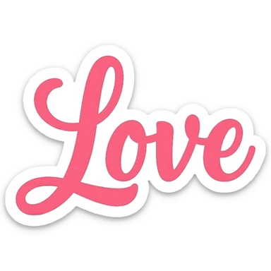 Pastel pink lettering that says "Love" in elegant cursive font sticker