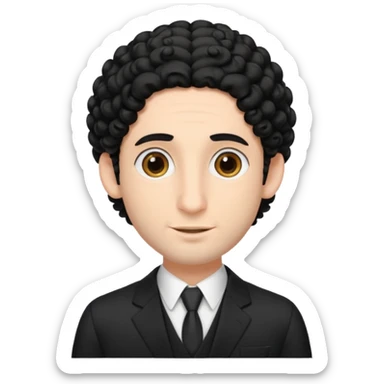 jewish man with a black kippah, black hair, large nose, wearing a black suit with a white shirt, and has curls/peyot hairstyle sticker
