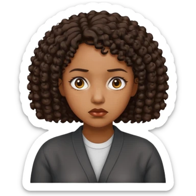 black woman puzzled short curly hair sad shrug emoji sticker