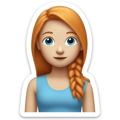 Ginger girl with volume straight hair and blue eyes doing yoga sticker