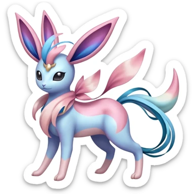 Colorful Shiny Exotic Cresselia-Sylveon-Suicune-Fakémon-hybrid-creature (full body)  sticker