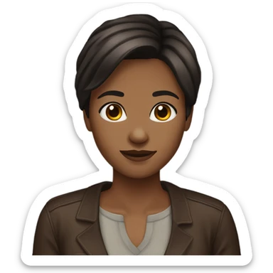 Brown skin short dark brown straight haired girl sticker