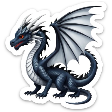 white and black wings dragon sticker