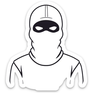 A cool hustler wearing a white balaclava and looking confident sticker