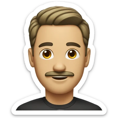 Man with a square mustache and a short slicked back haircut sticker