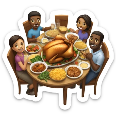 Family eating chicken dinner  sticker