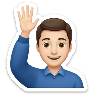 A man waving both his hands towards himself sticker