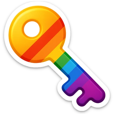 gay pride emoji, rainbow key, symbolic and bright sticker