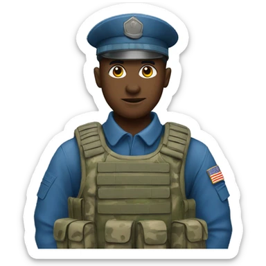 A solider in blue camouflage  sticker