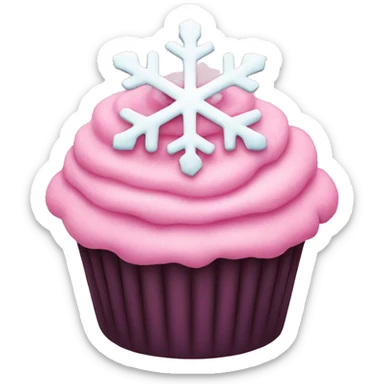 Pink snowflake cupcake sticker