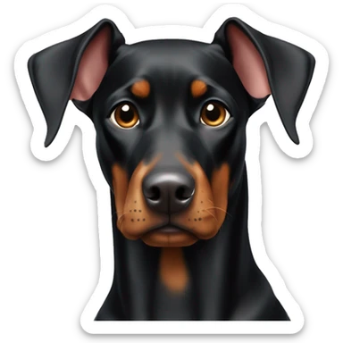 Black and tan Doberman Pinscher with floppy ears sticker