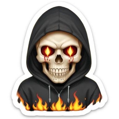Bro I wanna skull with hoodie on the hoodie has to be on fire and I want matrix blood with the codes and weird numbers spilling out eyes and mouth almost give him a diamond grill in his mouth make it shinny where is the matrix symbols  sticker
