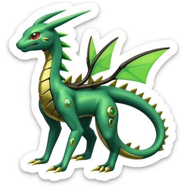 Shiny 4-legged Electrike-Rayquaza-Virizion-Zygarde-Flygon-Leafeon-fusion, full body sticker