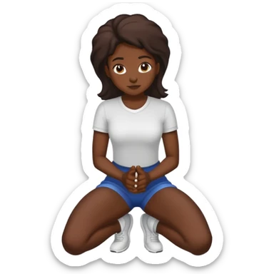Dark skin tone woman kneeling on both knees sticker