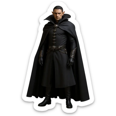 Remove the background to depict the full body of a photorealistic dark prince on a transparent background. sticker