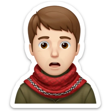 Sore throat for white brown hair guy
No fever - red  palestinian keffieh sticker