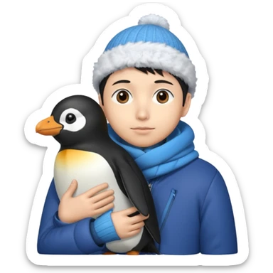 Winter penguin lying on Akashi Seijūrō’s shoulder with Akashi wearing winter clothes sticker