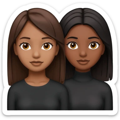 generate a strait and brown haired girl turning into a black and strait haired girl emoji sticker