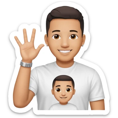 joven trigueno corte de pelo daddy yankee sonrisa bonita mano arriba sticker