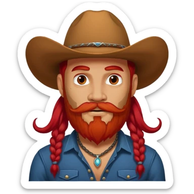 mustached cowboys with tattoos on face and bead and long red hairs sticker