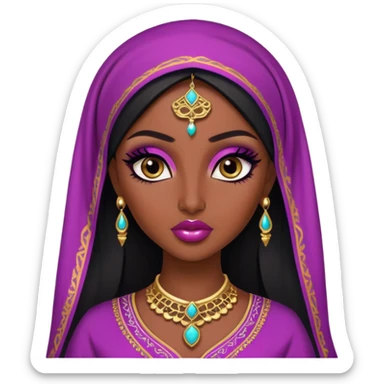 arabian, pretty lips, arabian clothes, dark skin,  dark bl, pretty bratz baddie, black eyeliner sticker