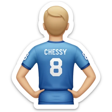 buat elona nama chessy nomor punggung 8 menghadap belakang hanya baju nama chessy tidak pakai orang nomor punggung 8 menghadap belakang nama chessy menghadap belakang sticker