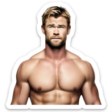 Chris hemsworth shows off his abs sticker