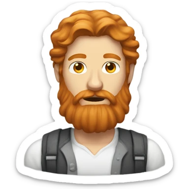 a man with long ginger hair with a long ginger beard staring hard at me sticker