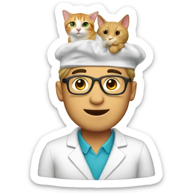 chemistry teacher with a cat on his head sticker