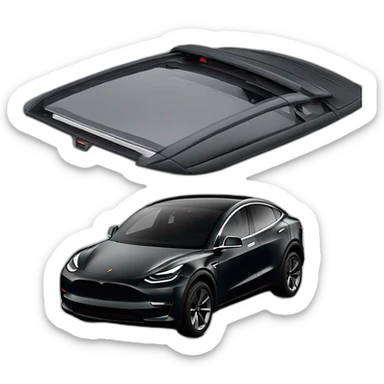 black tesla model y with roof racks sticker