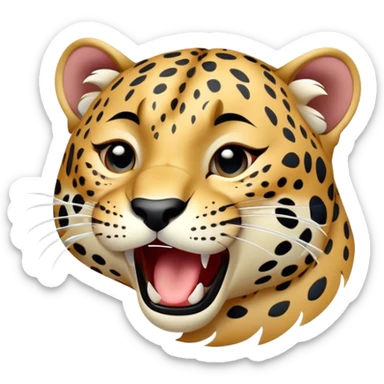 cinematic-realistic-yawning-young cutee jaguar-portrait-emoji,-head-tilted-slightly-with-a-dramatic,-wide-open-yawn,-showcasing-a-lithe,-graceful-build-with-distinctive-rosette-patterns-and-sleepy,-half-closed-eyes,-simplified-yet-irresistibly-adorable, realistic sticker
