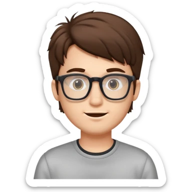 A geek guy with bushy hair and rectangle glasses  sticker