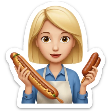 Naked blonde holding weiner sticker