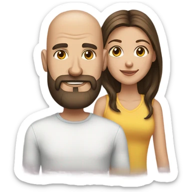 Bald man with brunette beard and brunette girl long hair sticker