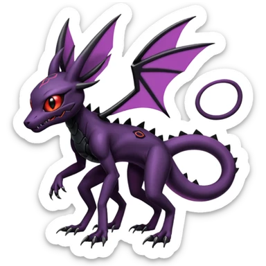 Gothic Evil Edgy Badass Cool Genesect-Umbreon-Salandit-Fakémon-hybrid-creature (full body)  sticker