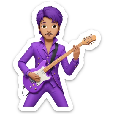 Cinematic realistic portrait  - Singer Prince in the characteristic guitar pose from the movie Purple Rain sticker