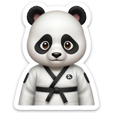 cute panda doing karate portrait, head and shoulders only, wearing white gi uniform, black belt visible, determined face, 3D cartoon, mobile game icon style, clean background, no text, no watermark
 sticker