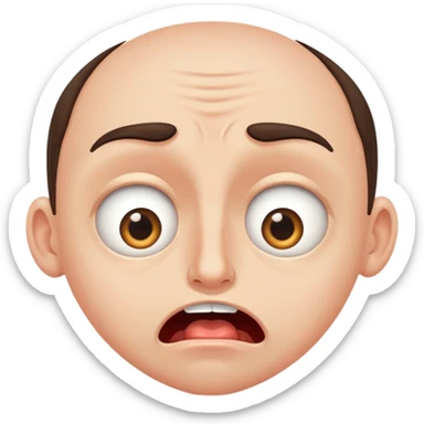 Guy staring with his eyes super wide and his pupils dilated he has a open mouth with a little drool coming from the bottom left of the mouth sticker