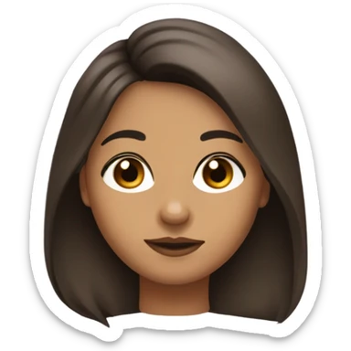 Can you make a brown haired olive skin medium length hair brown full lips, tiny straight nose, big doe eyes voluminous hair sticker