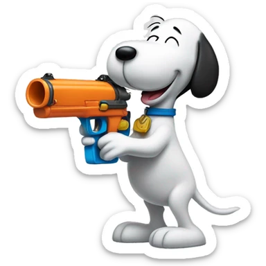 Snoopy with a squirt gun  sticker