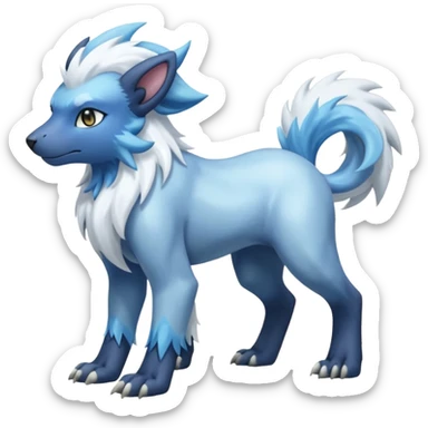 Icy scarf-covered glacial glistening glossy smooth soft flaky scaly furry hyper-realistic boreal Manectric-Absol-Luxray-Pyroar-Fakémon-fusion-animal-creature, full body  sticker