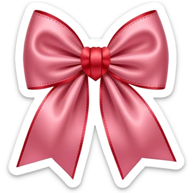 Red coquette bow with a heart in the middle, delicate and feminine, soft pink tones, elegant details sticker