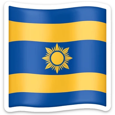 flag of the Republic of Buryatia, top half blue, next quarter white, bottom quarter yellow, with a yellow soyombo symbol in the upper left sticker