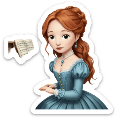 cinematic realistic - Tori Amos - playing the piano in a Victorian dress sticker