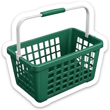Dark green empty grocery basket isometric sticker