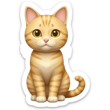 A 3D cartoon golden tabby American Shorthair cat with soft striped fur, warm golden tone, soft shadows, Memoji-style realism. full body or half body. sticker